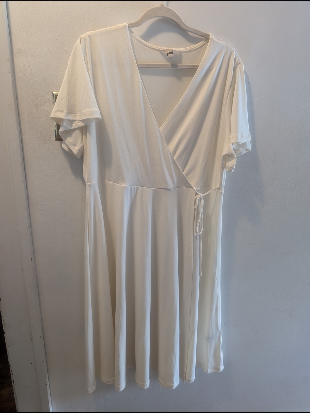 H&M Cream Wrap Midi Dress with Short Sleeves